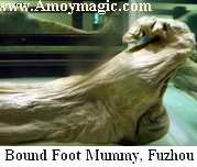 Mummy of woman with bound foot in Fuzhou Municipal Museum