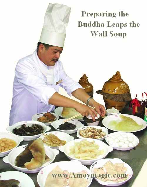 Preparing the famous Fuzhou Monk Jumps the Wall soup