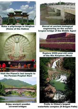 wooden bridges china's largest waterfalls complex min kingdom ruins relics manichaean temple 