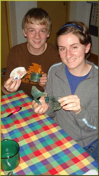 Sammy and Sarah show some of their archeological finds from Putian