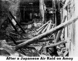 The aftermath of a Japanese Air Raid on Amoy about 1937 