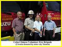 Xiamen donated two fire trucks to its sister city of Cebu in the Philippines