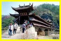 Beautiful wooden covered bridge in West Fujian's longyan changting