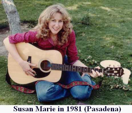 Susan Marie Allison playing guitar in Pasadena California in 1981