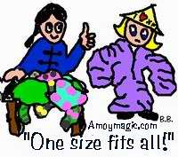 Cartoon of One size fits all sweater story